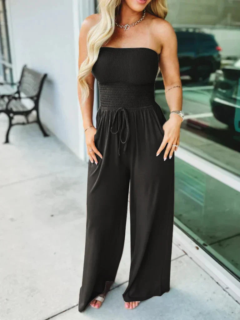 Soft-Blend Jumpsuit - Smocked Bodice & Stretch Support