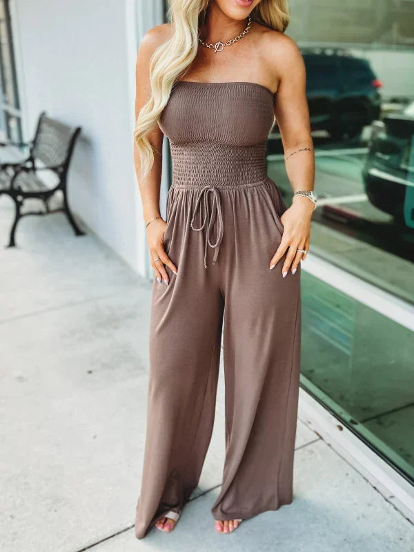 Soft-Blend Jumpsuit - Smocked Bodice & Stretch Support