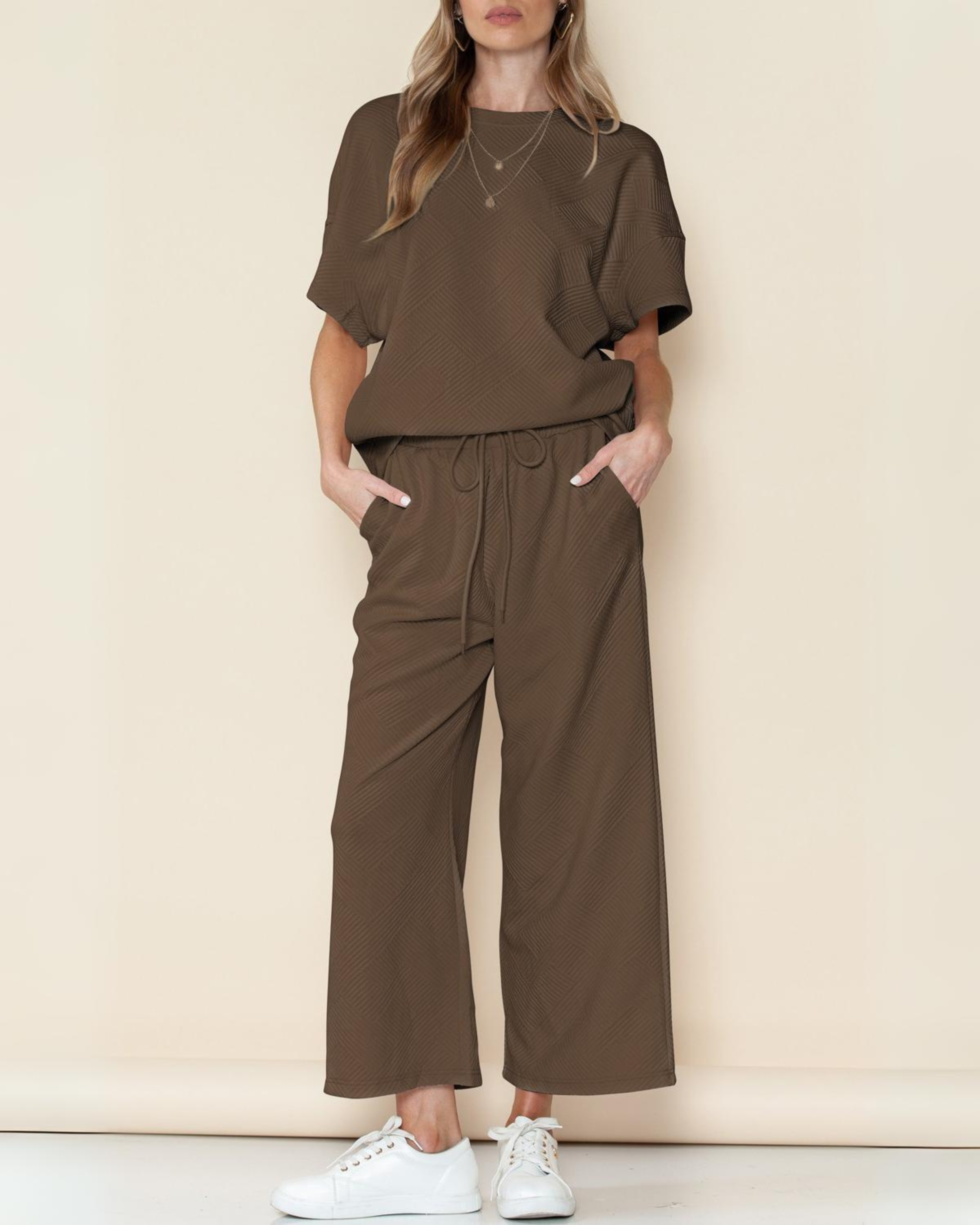Soft-Blend Loungewear Set - Loose Shoulders & Elastic Waist