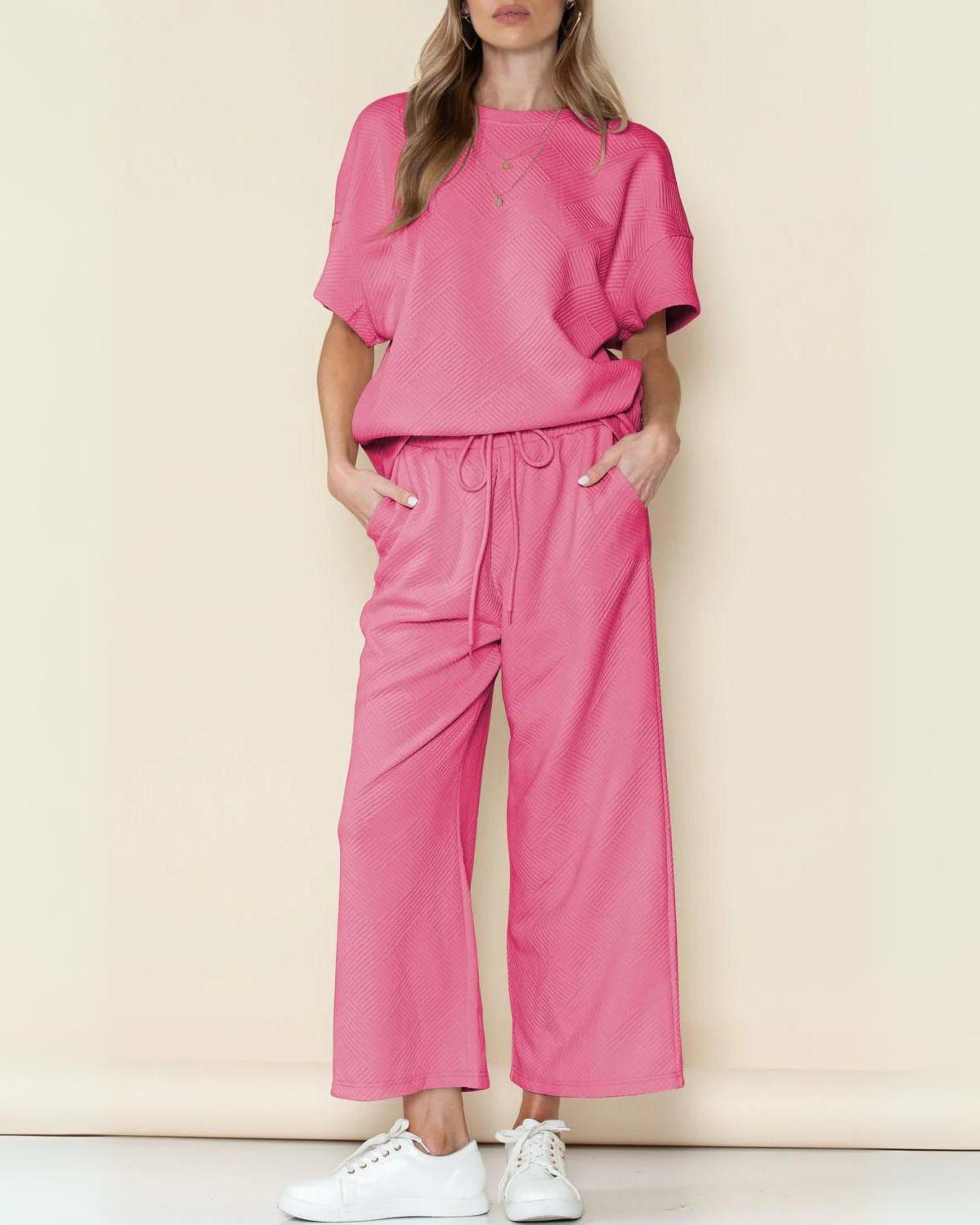 Soft-Blend Loungewear Set - Loose Shoulders & Elastic Waist