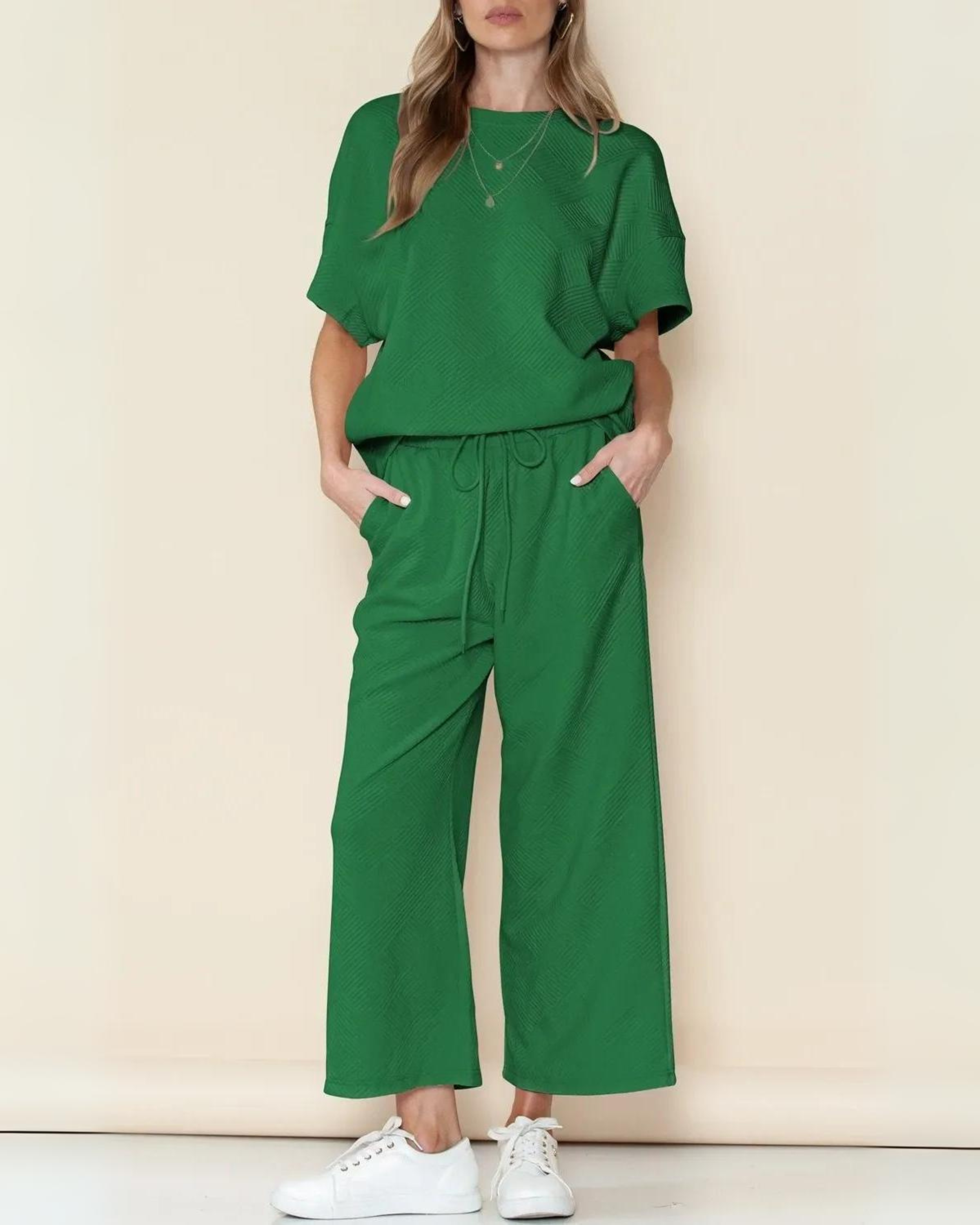 Soft-Blend Loungewear Set - Loose Shoulders & Elastic Waist