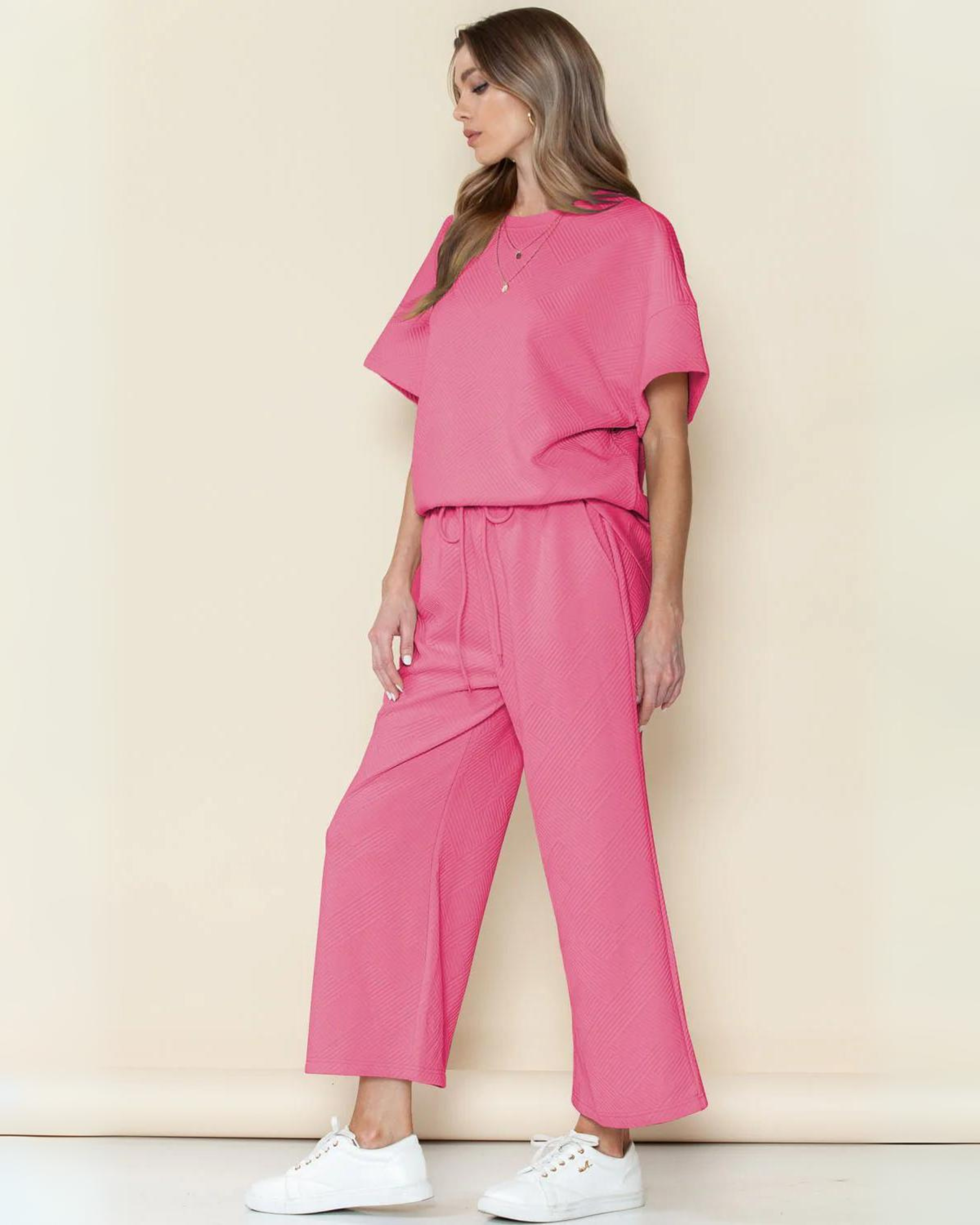 Soft-Blend Loungewear Set - Loose Shoulders & Elastic Waist
