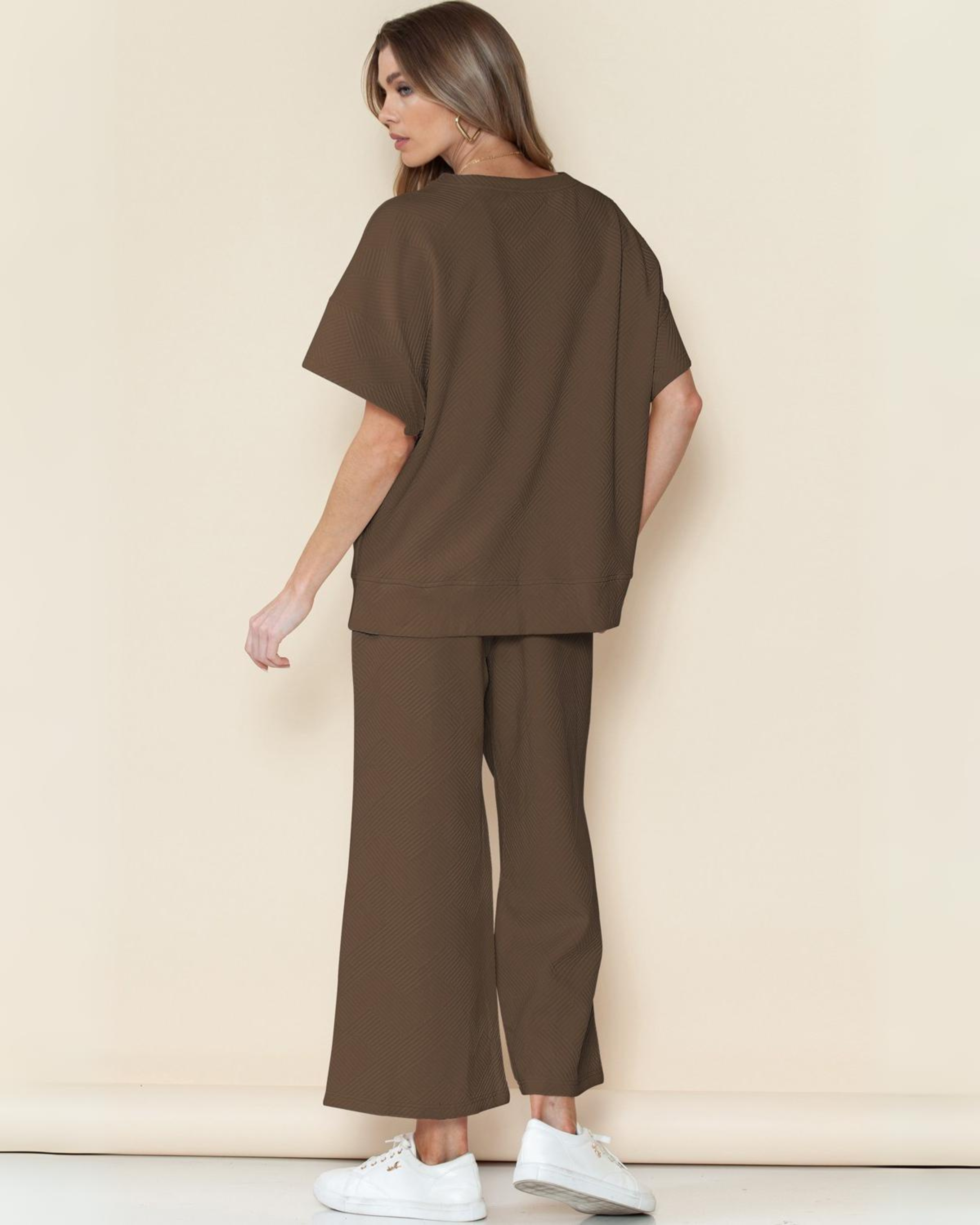 Soft-Blend Loungewear Set - Loose Shoulders & Elastic Waist