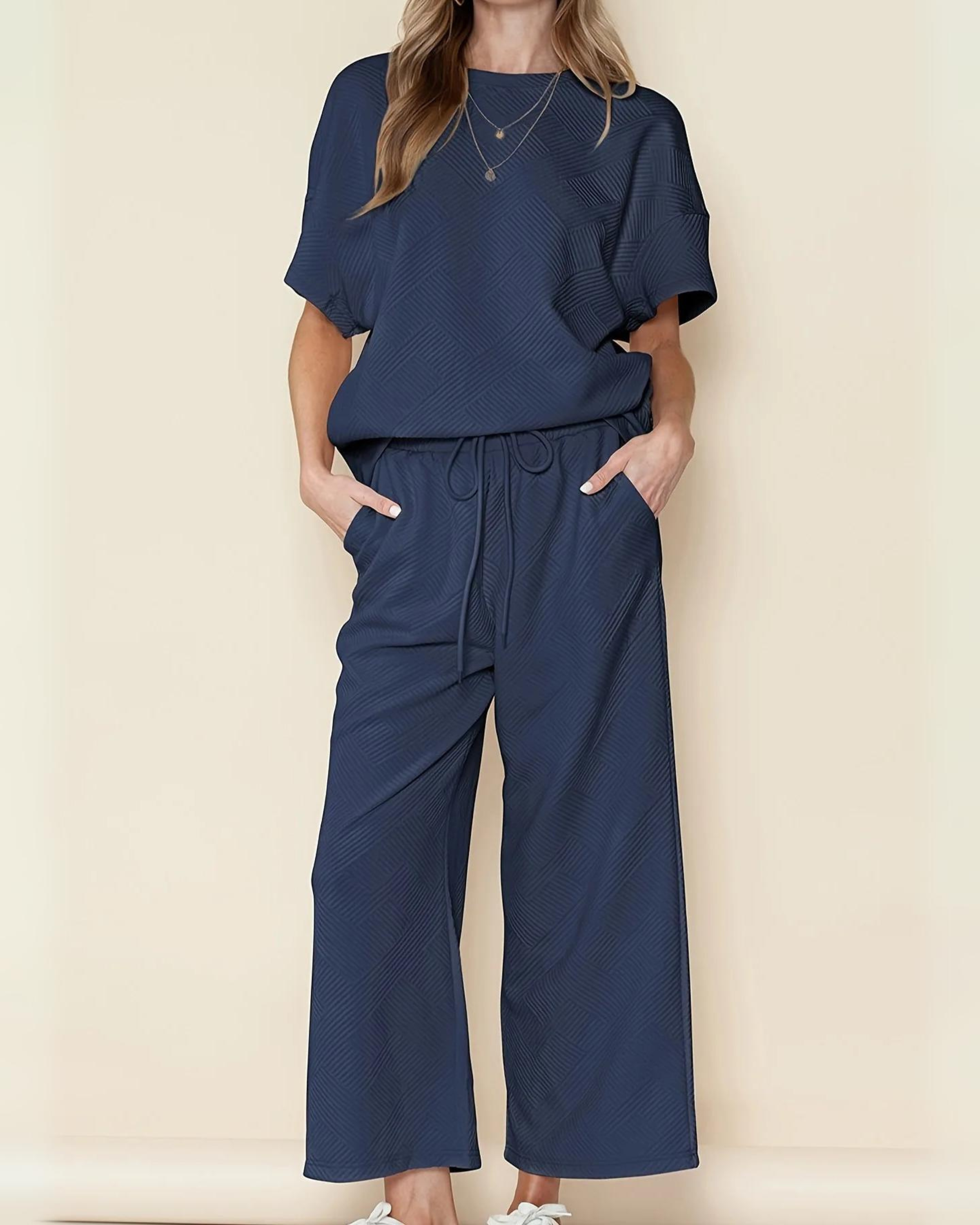 Soft-Blend Loungewear Set - Loose Shoulders & Elastic Waist