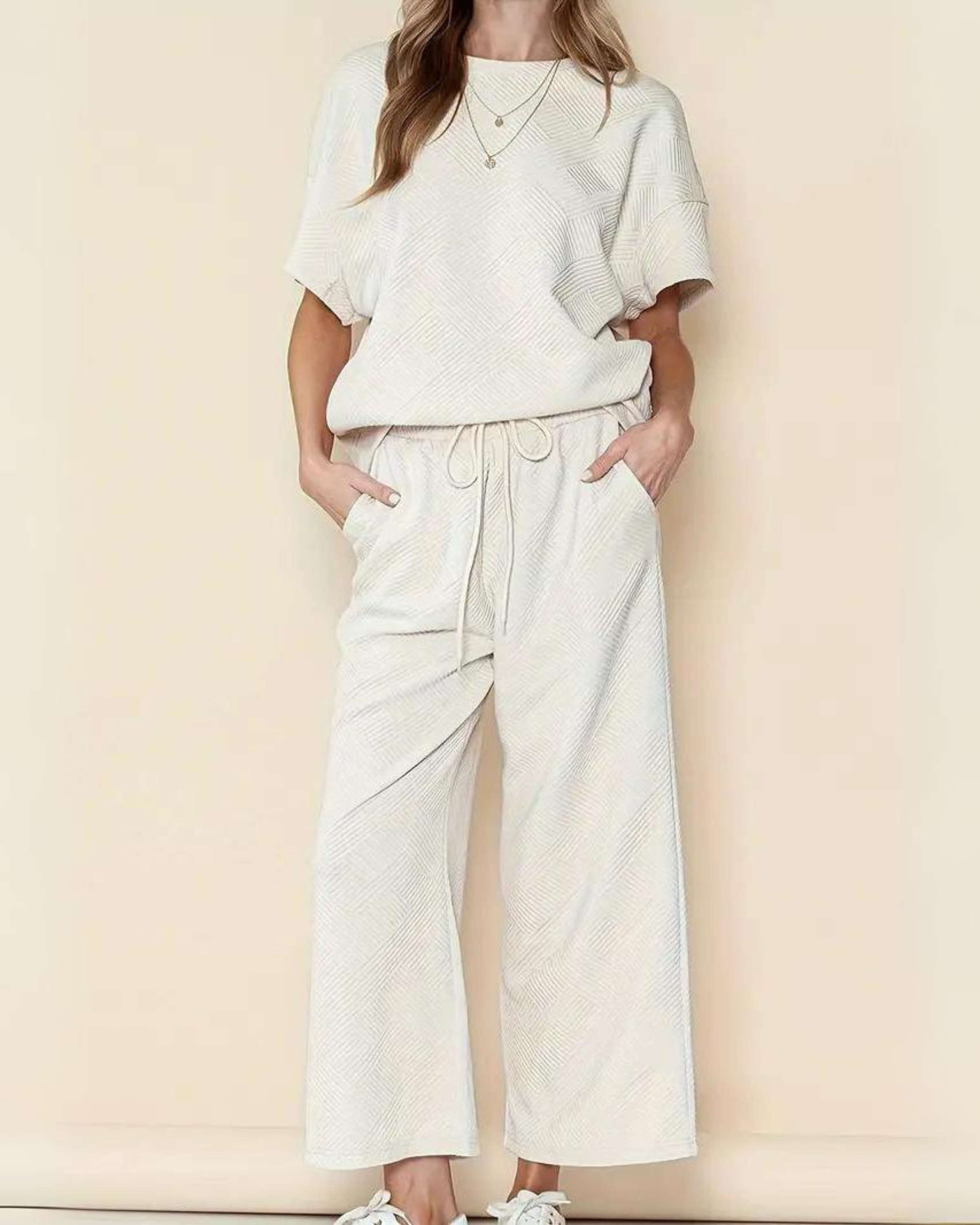 Soft-Blend Loungewear Set - Loose Shoulders & Elastic Waist