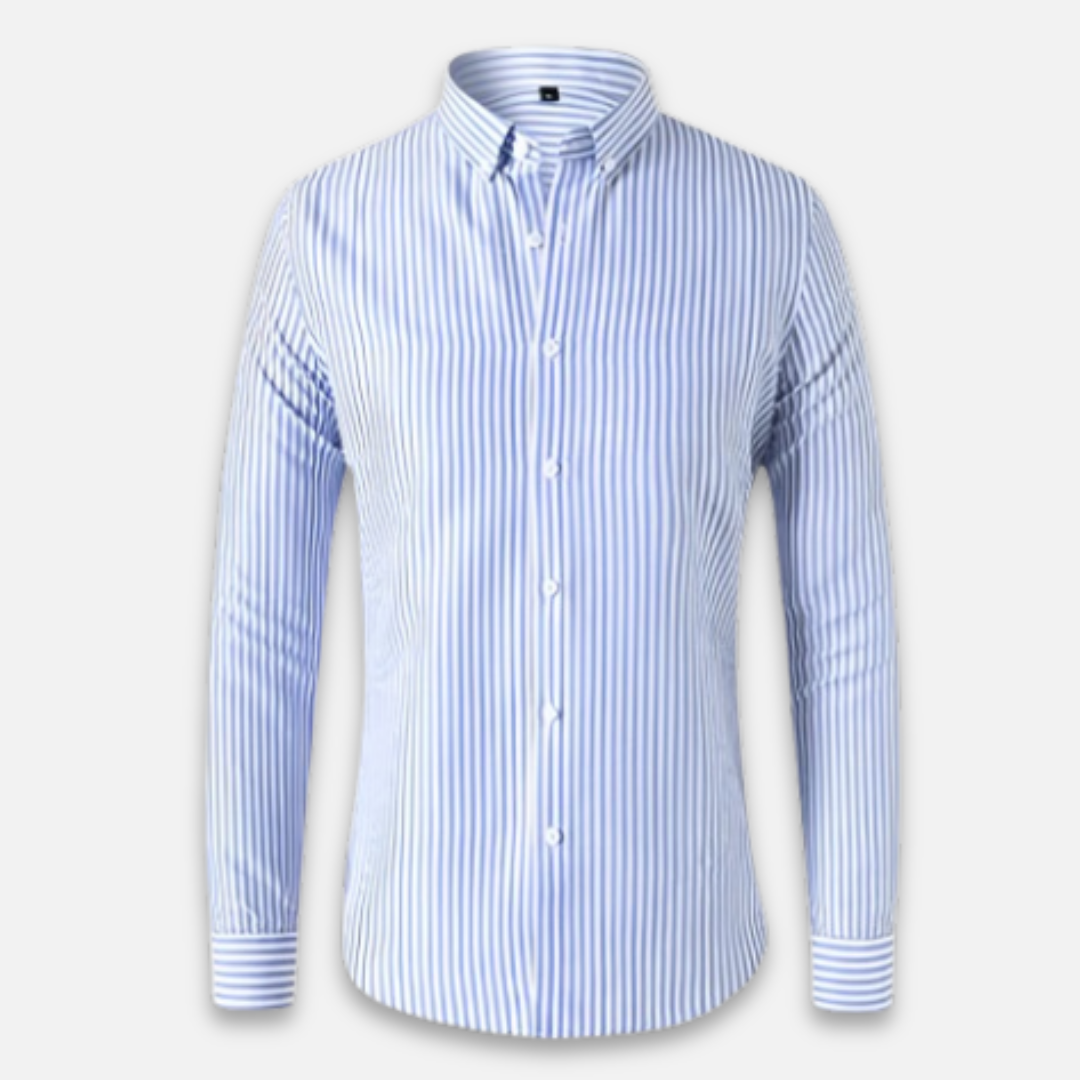 Soft Blend Overshirt - Vertical Stripes And Light Coverage