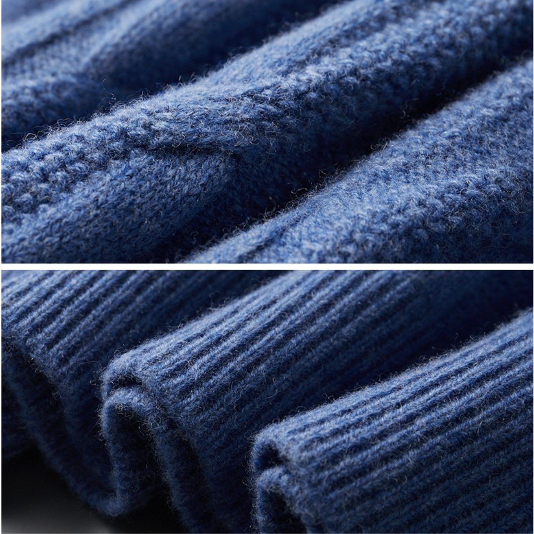 Soft-Blend Polo Sweater – Structured Collar And Ribbed Cuffs