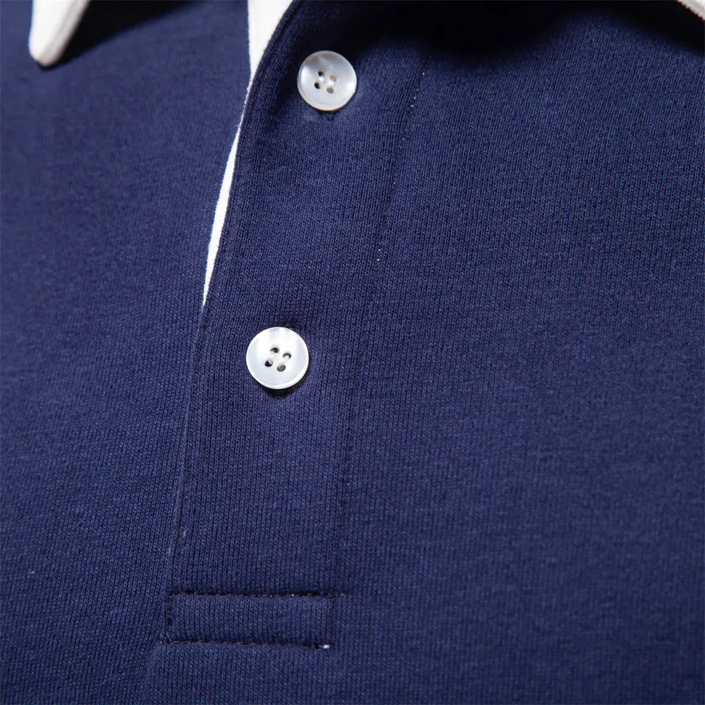 Soft-Blend Polo Sweatshirt - Contrast Collar & Flexible Fit