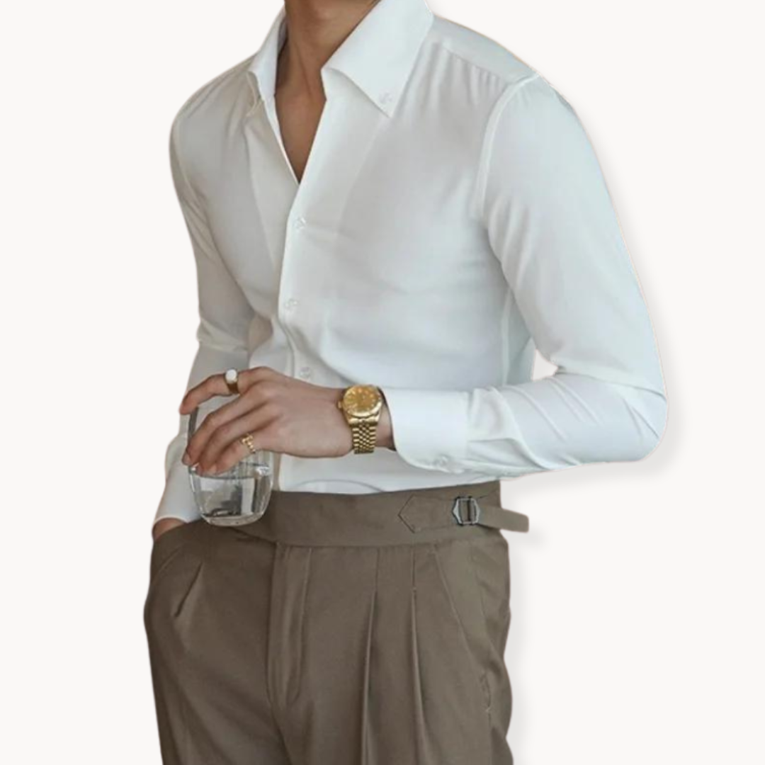 Soft-Blend Shirt – Button Front & Neat Tuck Relaxed Fit