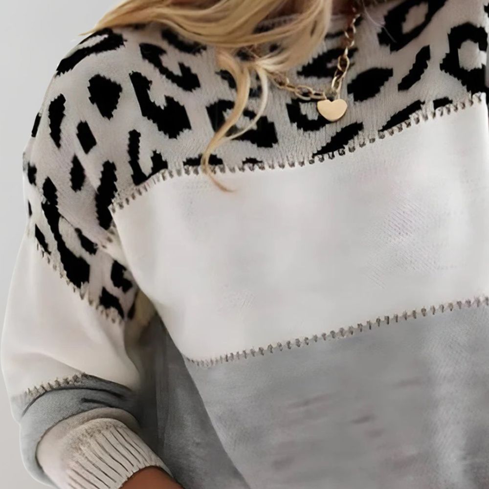 Soft-Blend Sweater – Leopard Print Front & Easy Movement