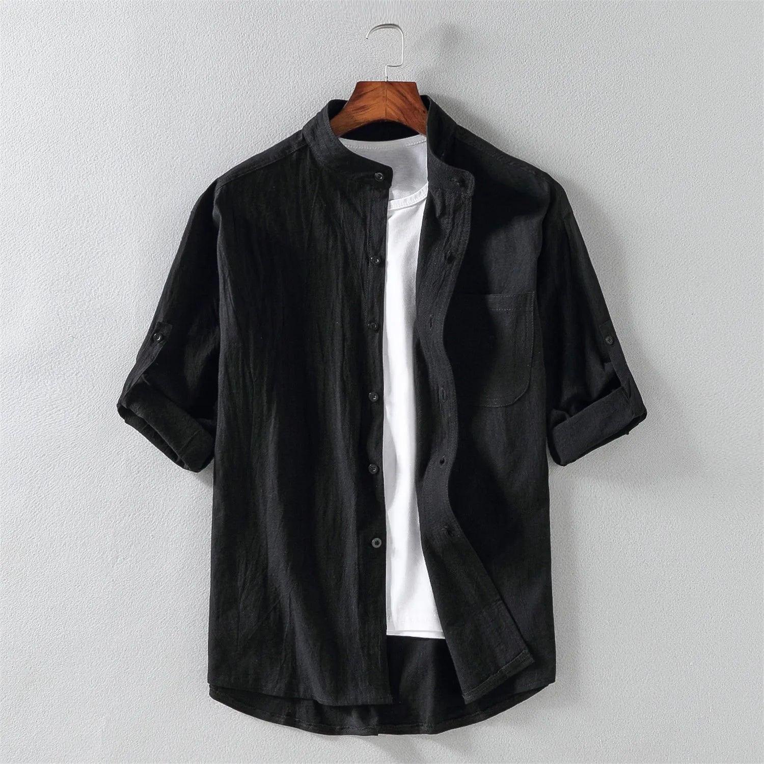 Men's Cotton T-Shirt Short Sleeve Casual Shirt-4