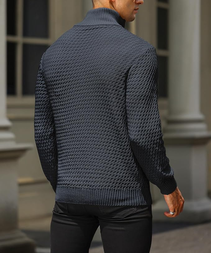 Sweater – Half Zip Neck & Warm Fiber Blend Easy On Off