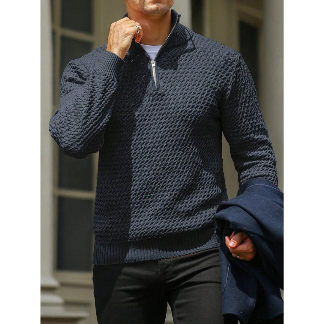 Sweater – Half Zip Neck & Warm Fiber Blend Easy On Off