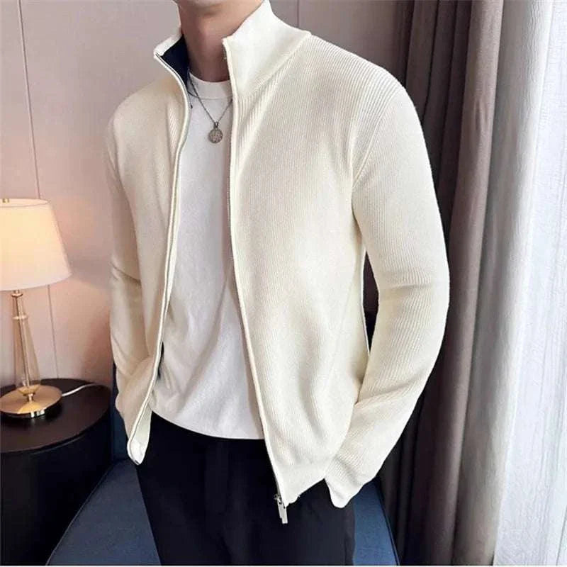 Sweater - Knit-Blend Zip Front And Warm Flexible Shape
