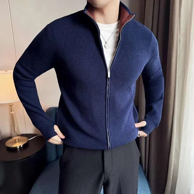 Sweater - Knit-Blend Zip Front And Warm Flexible Shape