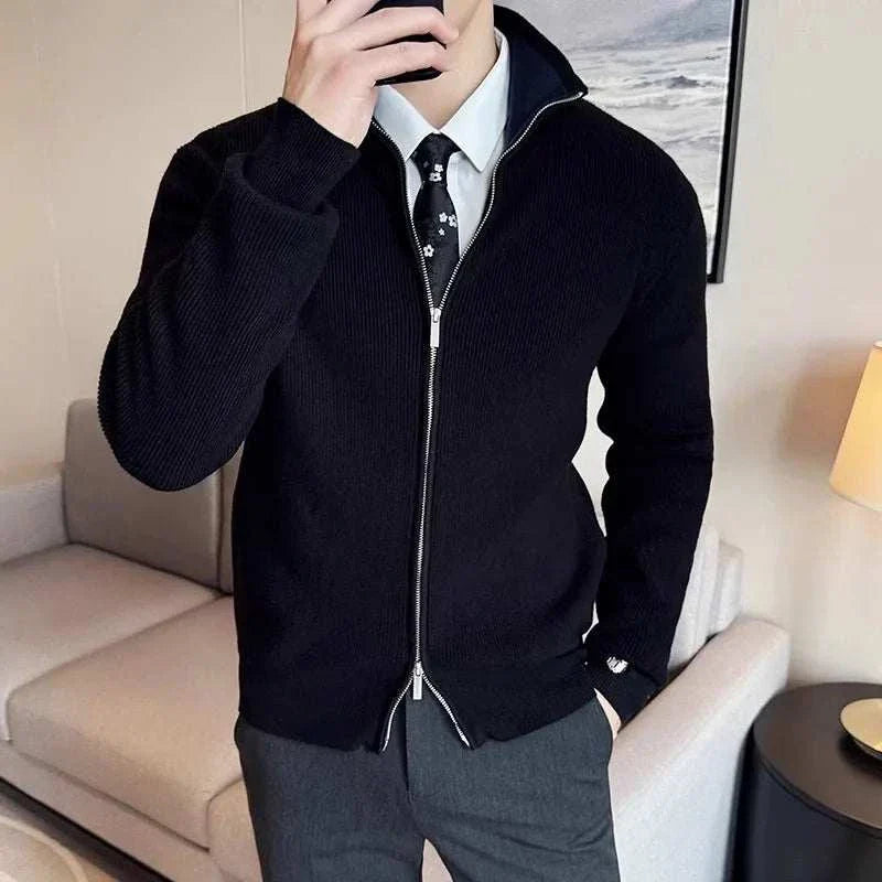 Sweater - Knit-Blend Zip Front And Warm Flexible Shape