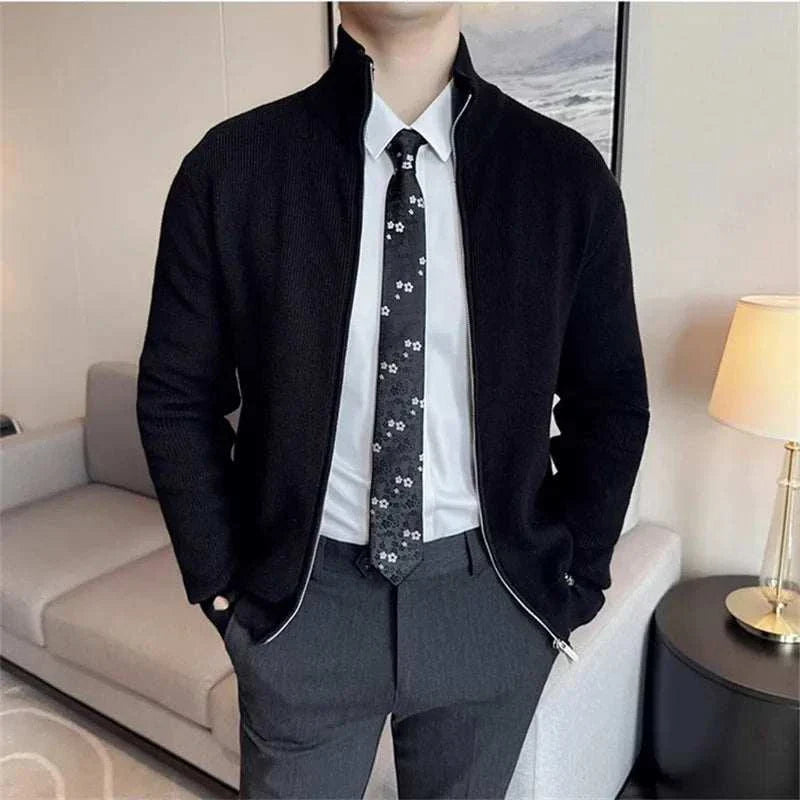 Sweater - Knit-Blend Zip Front And Warm Flexible Shape