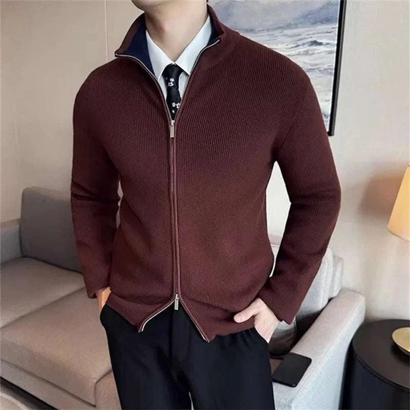 Sweater - Knit-Blend Zip Front And Warm Flexible Shape