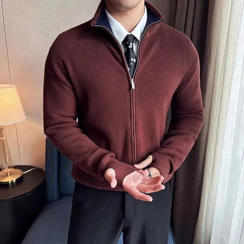 Sweater - Knit-Blend Zip Front And Warm Flexible Shape