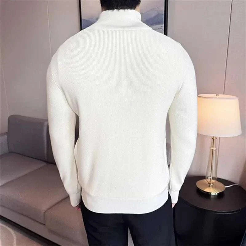 Sweater - Knit-Blend Zip Front And Warm Flexible Shape