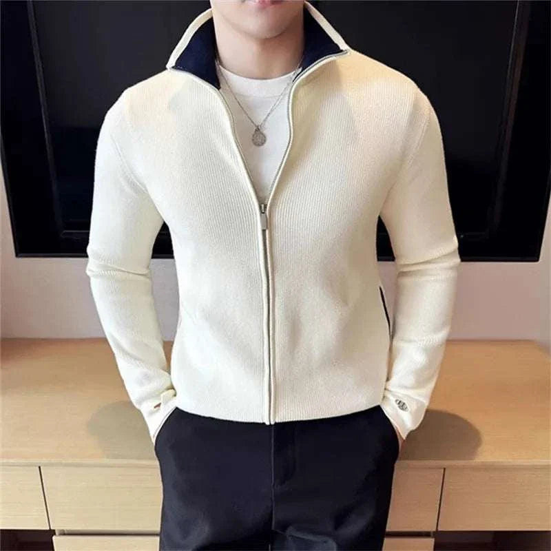 Sweater - Knit-Blend Zip Front And Warm Flexible Shape