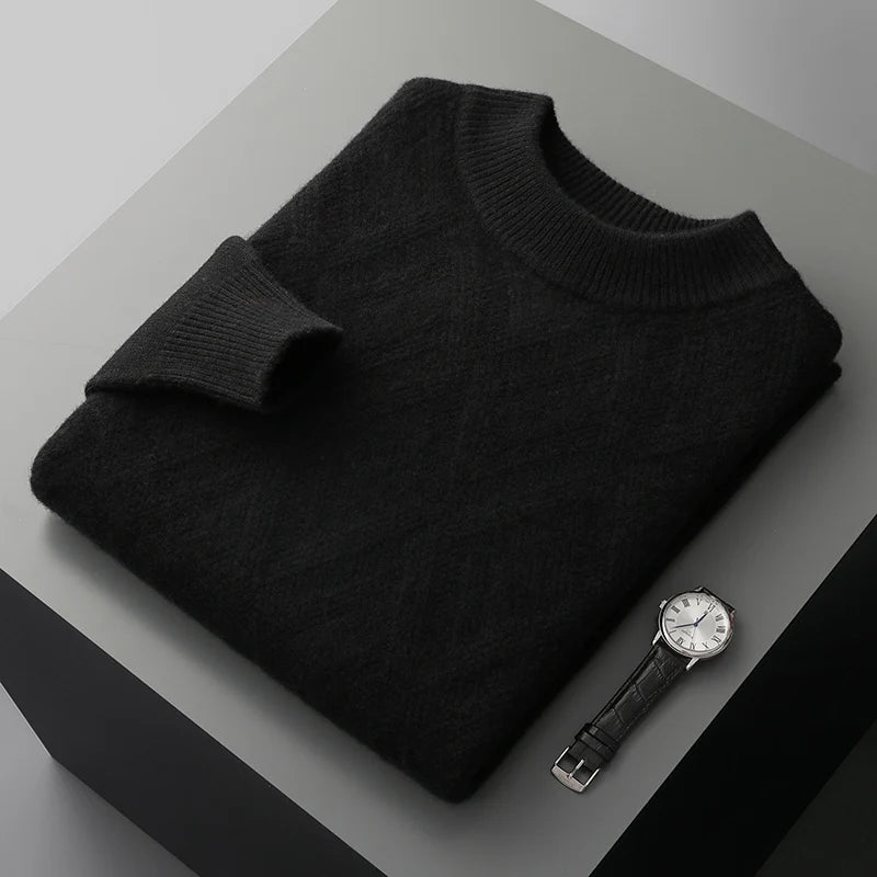 Sweater - Soft-Blend Polo Collar Plaid & Easy Arm Movement