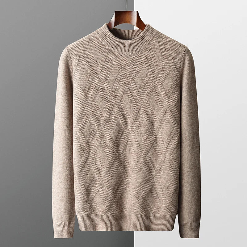 Sweater - Soft-Blend Polo Collar Plaid & Easy Arm Movement