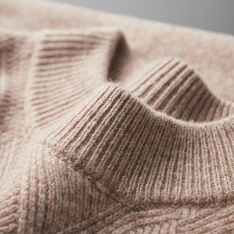 Sweater - Soft-Blend Polo Collar Plaid & Easy Arm Movement