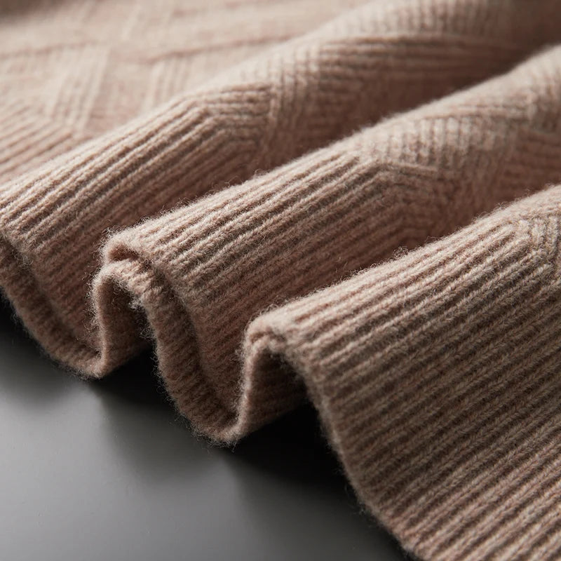 Sweater - Soft-Blend Polo Collar Plaid & Easy Arm Movement