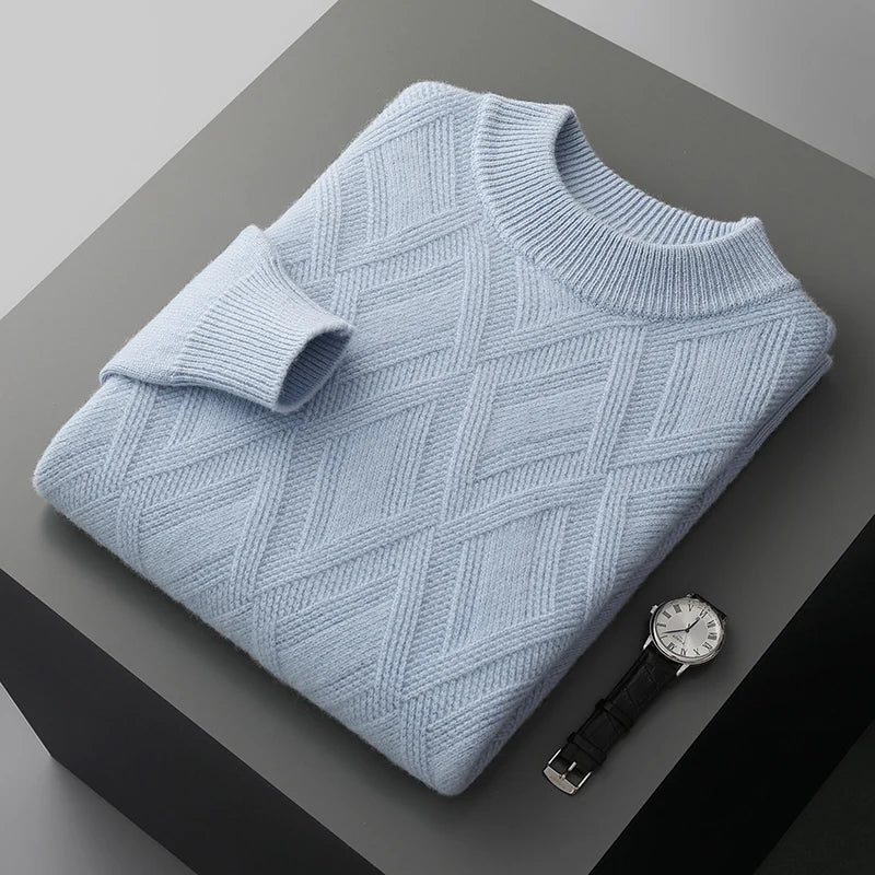 Sweater - Soft-Blend Polo Collar Plaid & Easy Arm Movement