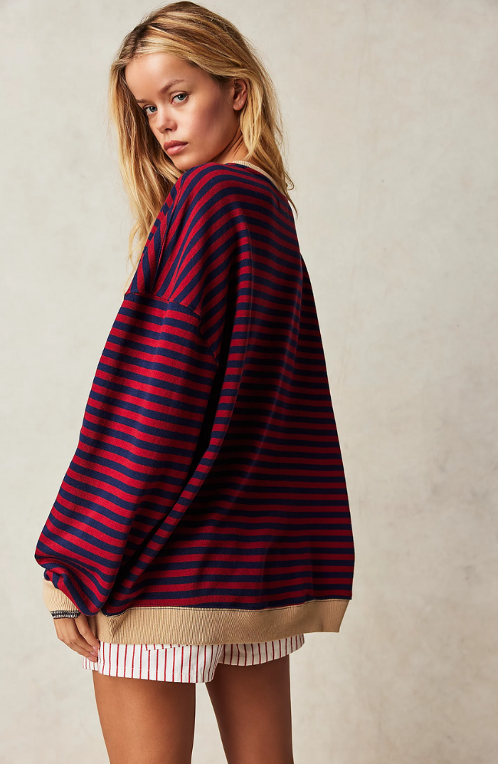 Sweater – Striped Pattern & Breathable Soft Blend Comfort