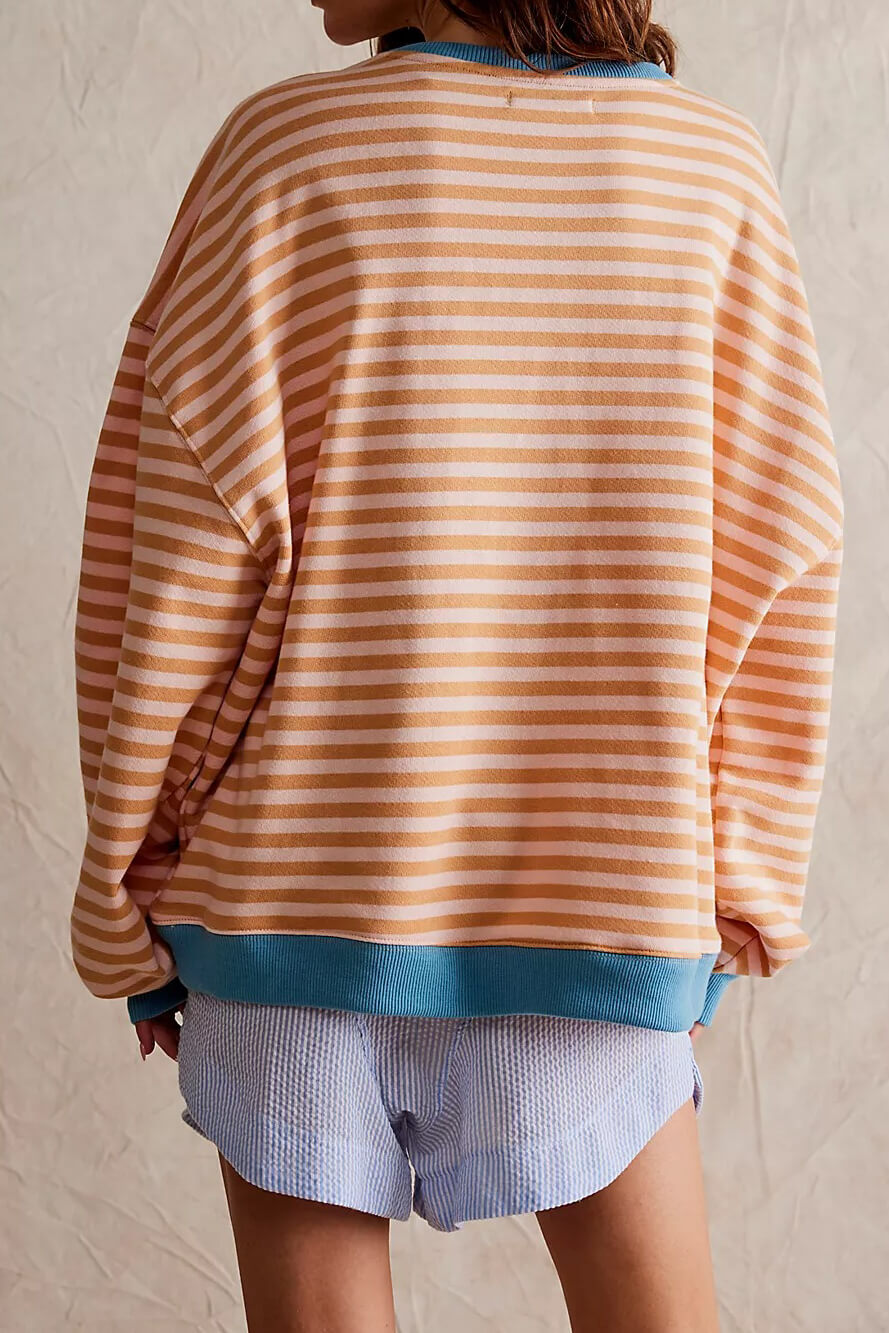 Sweater – Striped Pattern & Breathable Soft Blend Comfort