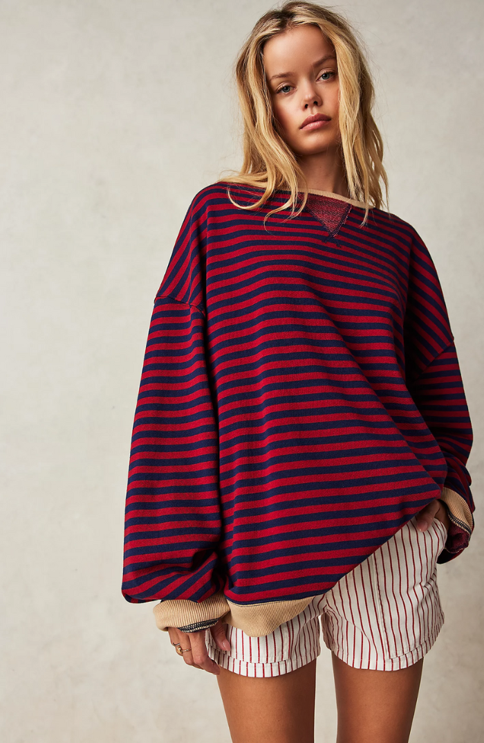 Sweater – Striped Pattern & Breathable Soft Blend Comfort