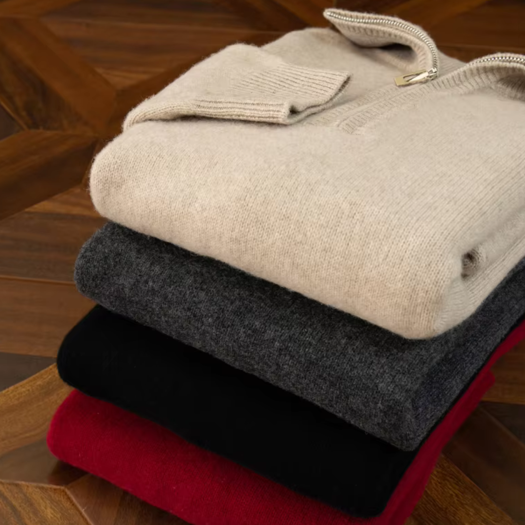 Sweater - Zip Front Knit & Warm Breathable Layering Fit