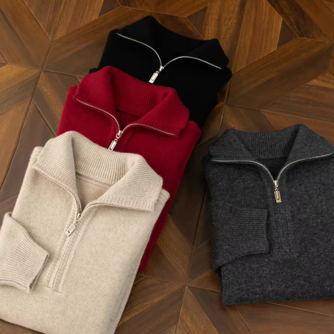 Sweater - Zip Front Knit & Warm Breathable Layering Fit