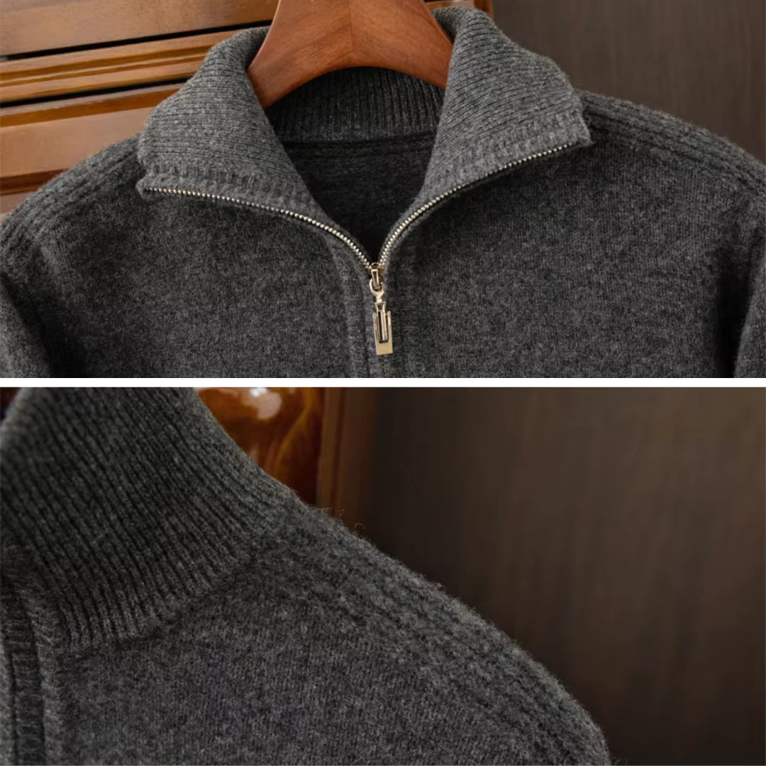 Sweater - Zip Front Knit & Warm Breathable Layering Fit