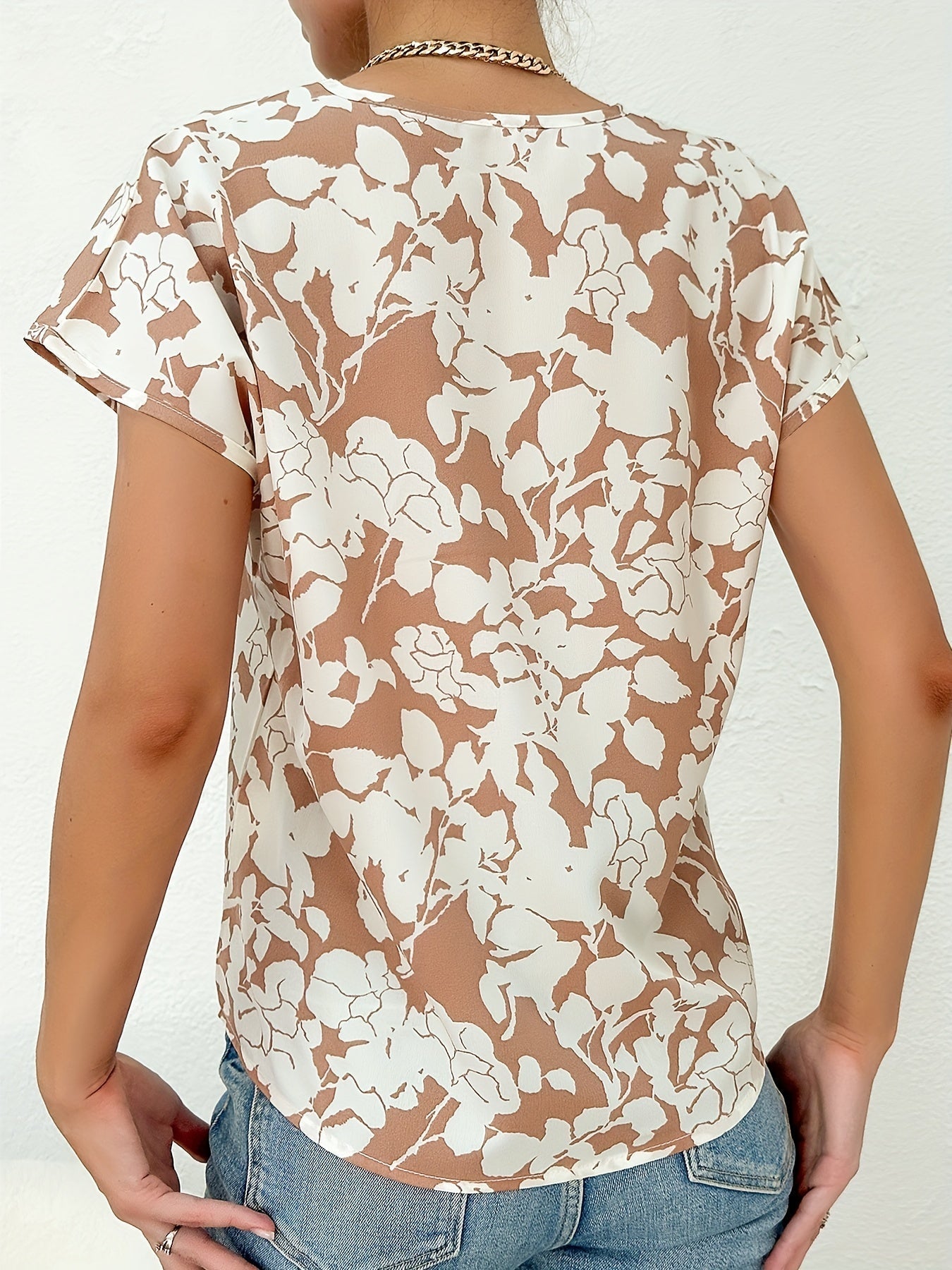 Top - Polyester Blend Deep V Neck & Breathable Shape