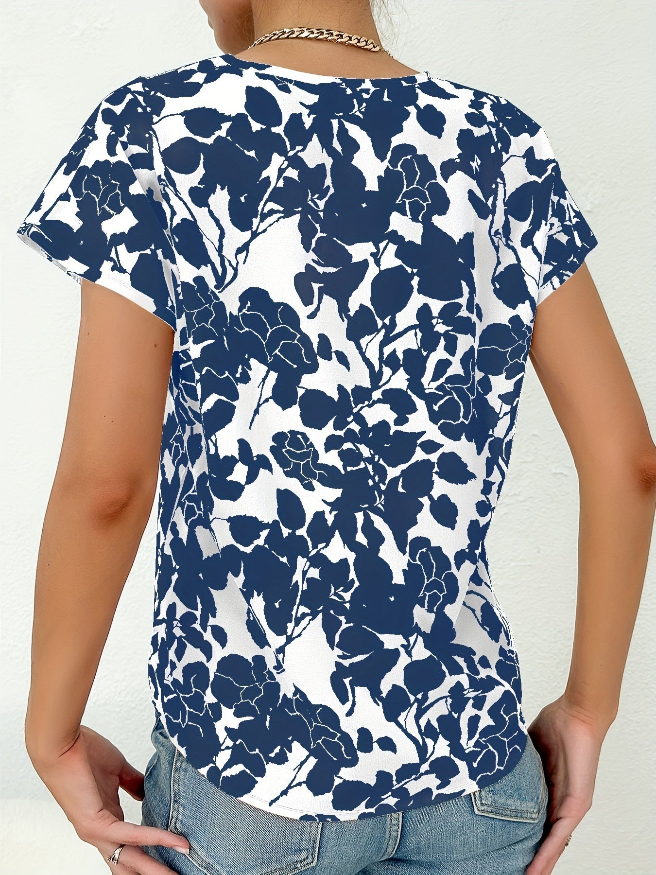 Top - Polyester Blend Deep V Neck & Breathable Shape
