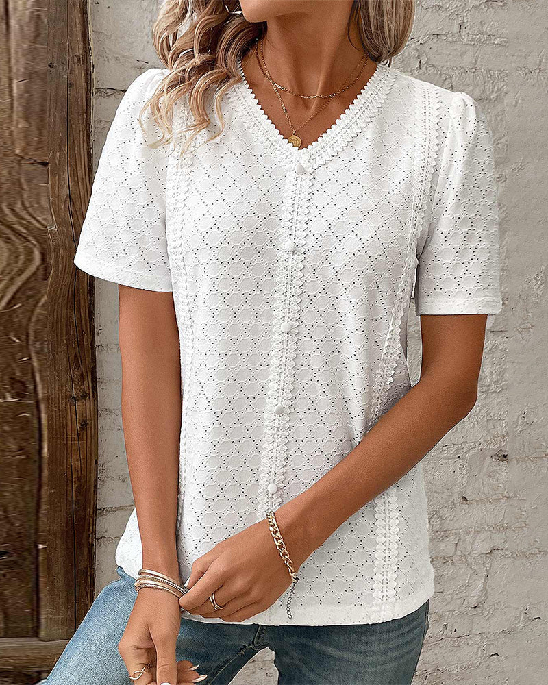 Top – Soft Blend V Neckline, Straight Sleeves & Draped Fit