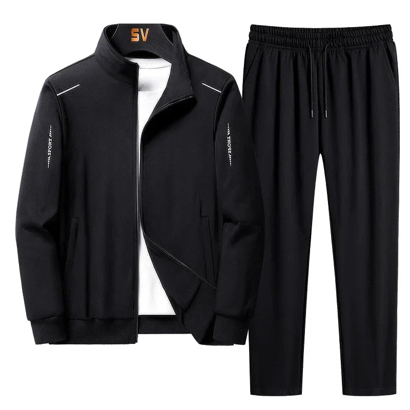 Tracksuit Set - Polyester Blend Zip Front & Flexible Shape