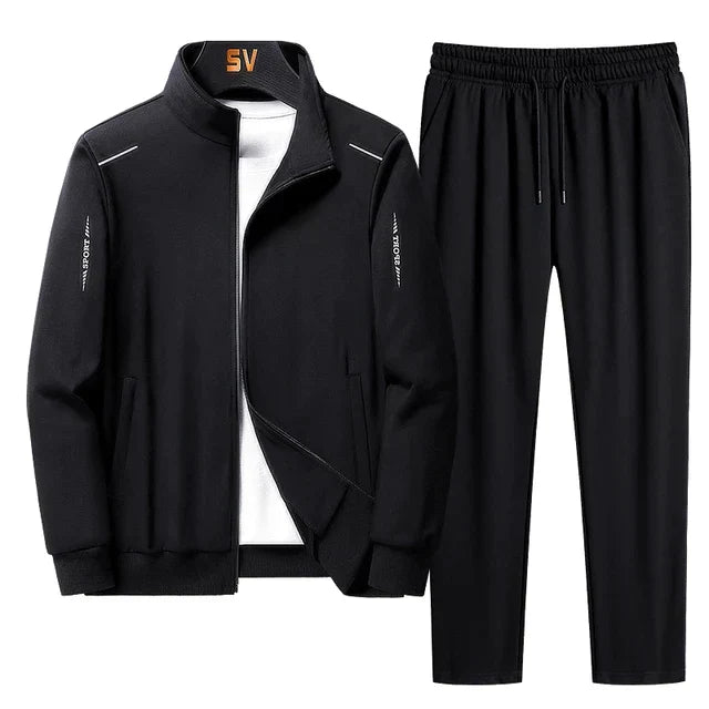 Tracksuit Set - Polyester Blend Zip Front & Flexible Shape