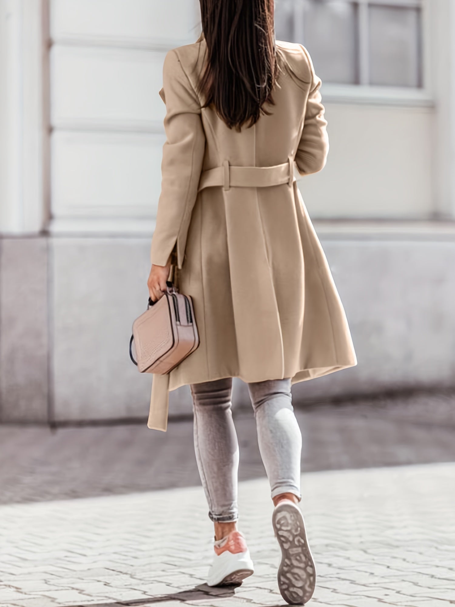 Trench Coat - Double Breasted Front & Belted Wind Block