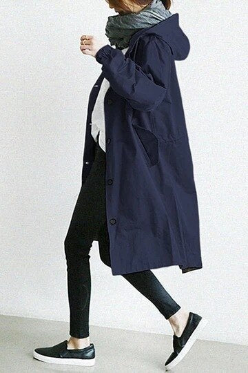 Trench Coat - Hooded Long Cut & Wind Blocking Cover