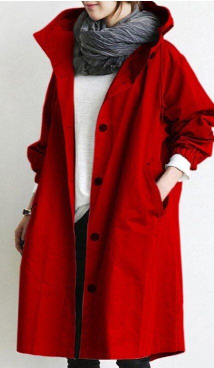 Trench Coat - Hooded Long Cut & Wind Blocking Cover