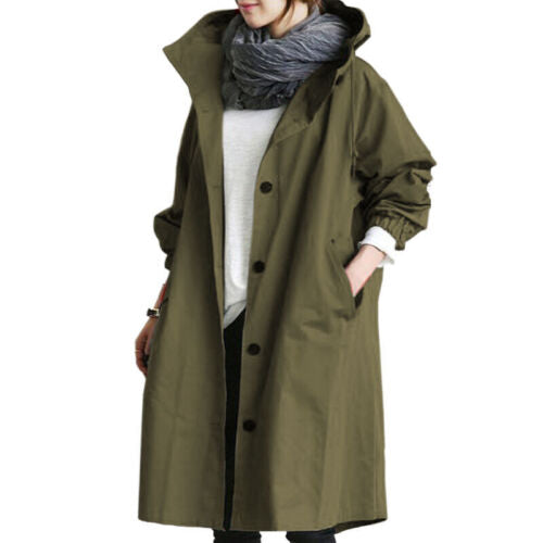 Trench Coat - Hooded Long Cut & Wind Blocking Cover