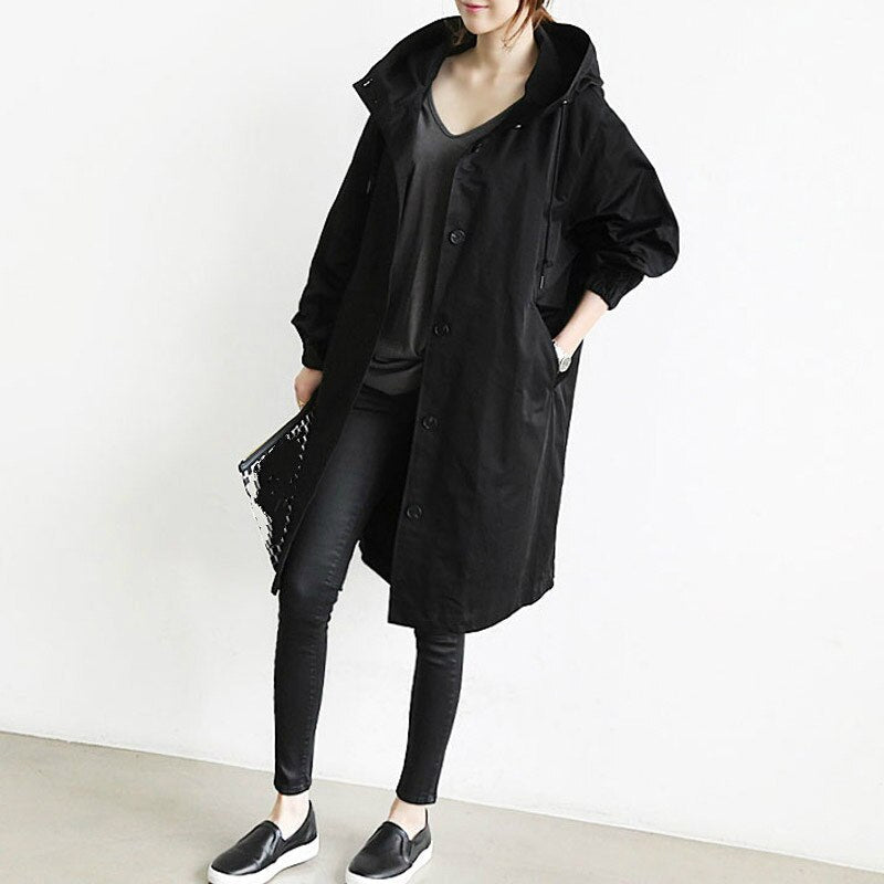 Trench Coat - Hooded Long Cut & Wind Blocking Cover