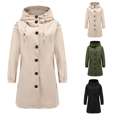 Trench Coat - Hooded Long Cut & Wind Blocking Cover
