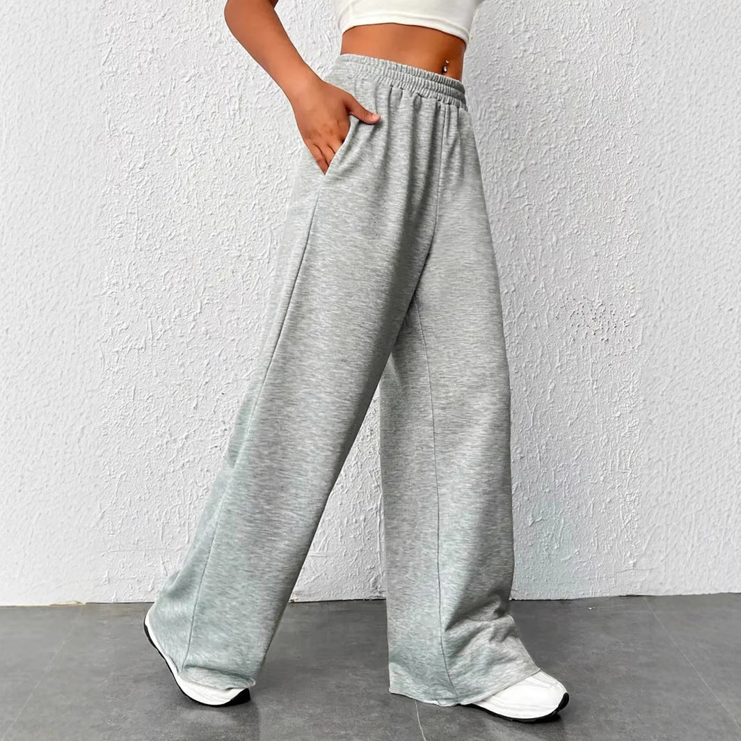 Trousers – Knit Blend High Waist Wide Leg And Smooth Drape
