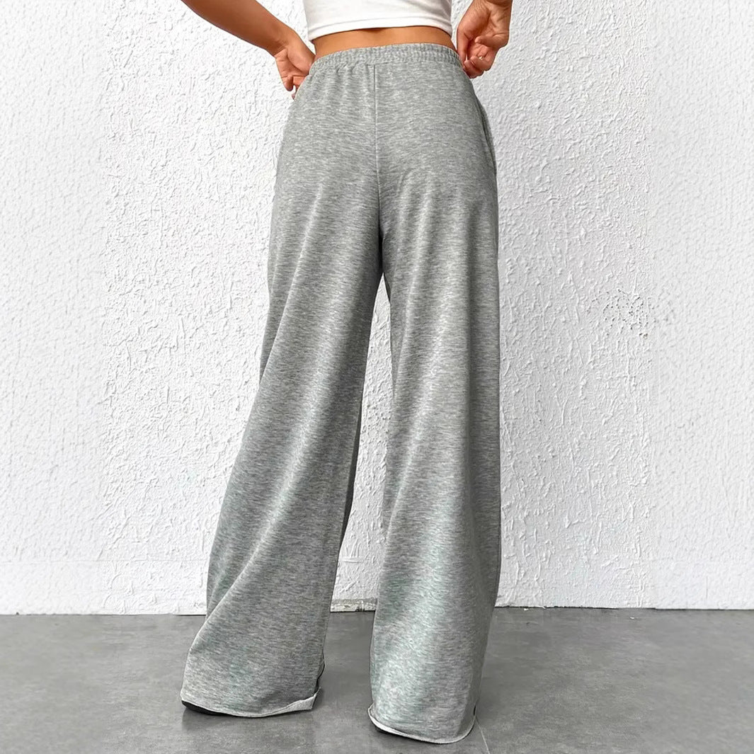 Trousers – Knit Blend High Waist Wide Leg And Smooth Drape