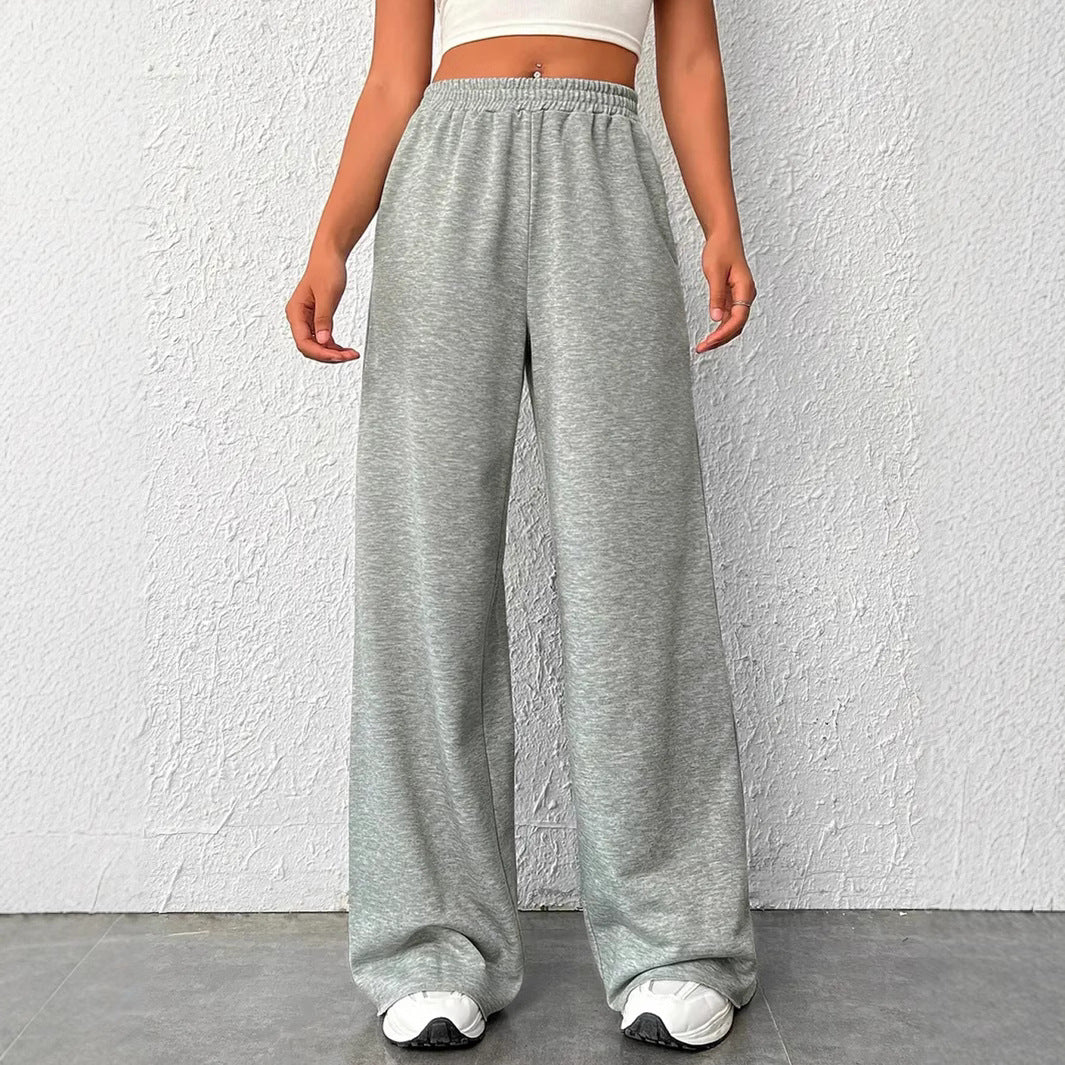 Trousers – Knit Blend High Waist Wide Leg And Smooth Drape